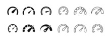Speedometers Icons Set. Speed Indicator Sign. Performance Concept. Fast Speed Sign. Vector Illustration
