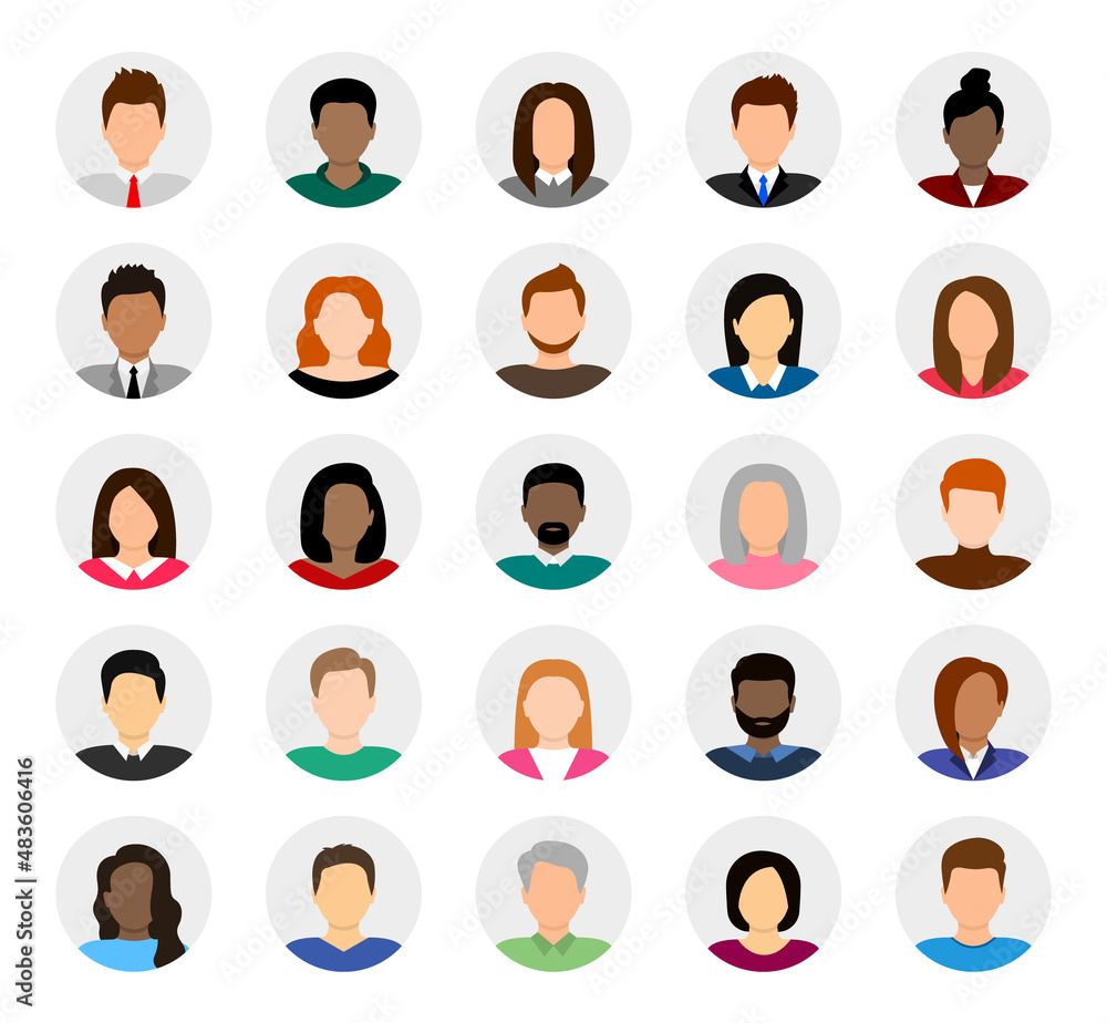People avatar set. Diverse people avatar profile icons. User avatar ...