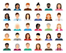 People Avatar Set. Diverse People Avatar Profile Icons. User Avatar. Male And Female Faces Different Nationalities. Men And Women Portraits. Characters Collection. Vector Illustration.