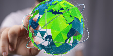 ecology concept of green earth globe made of leaves