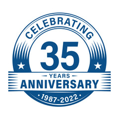 35 years anniversary celebration design template. 35th logo vector illustrations.
