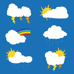 weather forecast icons set. hand drawn vector illustration