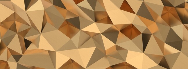 Abstract 3D render illustration,Surface gold crystal geometric triangle and Polygonal shapes template