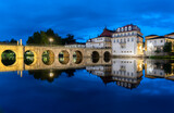 view of the roman bridge that crosses the river Tamega, in Chaves, Portugal
