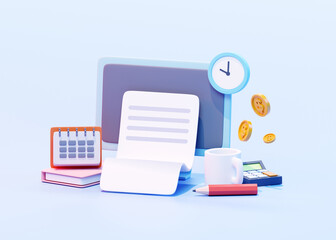 Payroll concept 3d illustration on light background