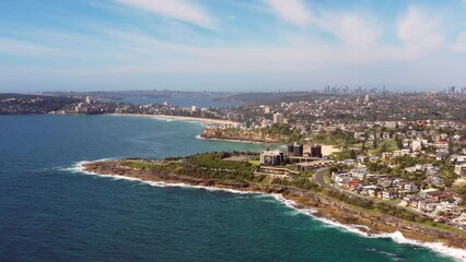 Canvas Print - South Curl curl beach Freshwater and manly beaches of Sydney – aerial 4k.
