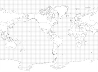 Canvas Print - World simple outline blank map
