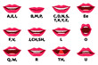 Cute beautiful female lip sync collection for animation mouth animation phoneme mouth chart alphabet pronunciation