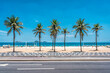 Palms on Ipanema Beach with blue sky,  Rio de Janeiro, Brazil