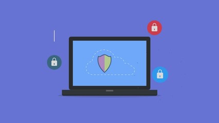 Wall Mural - cloud network security, secure cloud computing technology, data protection on cloud server hosting, 