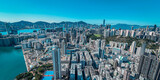 Fototapeta Miasta - Aerial view of Hong Kong city in a sunny day