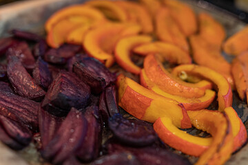 Poster - A closeup of grilled pumpkin and beetroot