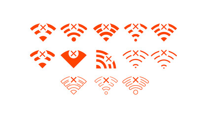 Set of No wireless connections/no wifi icon sign vector on white background 
