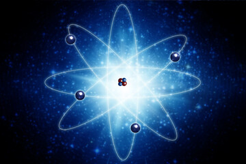 illustration of atom with electrons and protons around the nucleus