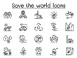 © Puckung - Save the world icons set in thin line style