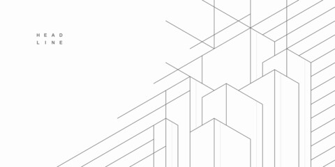 Abstract architectural construction. Geometric technological background.