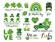 A Set Of Decorative Elements For St Patricks Day. Vector Illustrations