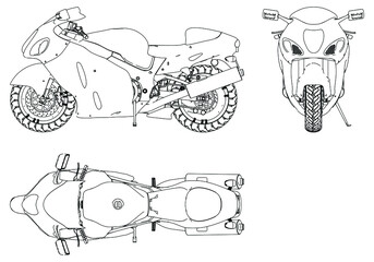 Wall Mural - Motorcycle outline vector illustration. Motobike vehicle template vector isolated on white.