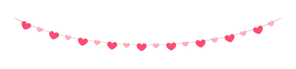 Wall Mural - Valentine's Day heart banner bunting clipart vector illustration