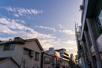 Sticker - 東京都渋谷区原宿から見た夕方の都市景観