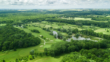 Poster - Drone view of a beautiful golf course