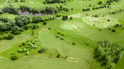 Poster - Drone view of a beautiful golf course