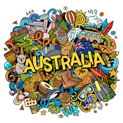 Wall Mural - Australia hand drawn cartoon doodle illustration. Funny local design.