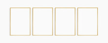Frame Mockup 5x7, 50x70, A4, A3, A2, A1. Set Of Four Thin Oak Wood Frames. Gallery Wall Mockup, Set Of 4 Frames. Clean, Modern, Minimalist, Bright. Portrait. Vertical.