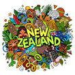 © balabolka - New Zealand hand drawn cartoon doodle illustration. Funny local design.