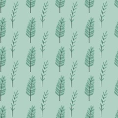 Naklejka na meble simple cute floral pattern - beautiful little green leaves of a plant