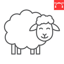 Sheep Line Icon, Farm And Lamb, Cute Sheep Vector Icon, Vector Graphics, Editable Stroke Outline Sign, Eps 10.