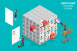 3D Isometric Flat Vector Conceptual Illustration of Applicant Tracking System, Human Resources Management