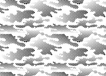 Seamless Camouflage Halftone Abstract Pattern, Military Camouflage Repeat Pattern Design For Army Background, Printing Clothes, Fabrics, Sport Jersey Texture, Wallpaper And Wrapping Paper Print