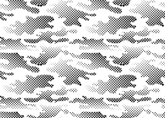 seamless camouflage halftone abstract pattern, military camouflage repeat pattern design for army ba