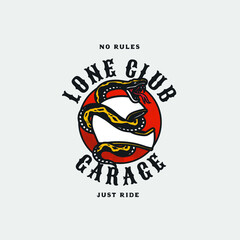 Handmade Vector Vintage Lone Club Motorcycle Garage Logo Badge