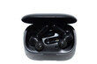 black wireless in-ear headphones in a case. isolation on white.
