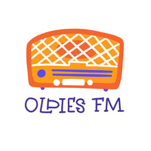 Oldies FM - Radio Show Logo. Colorful Logo Of A Vintage Old Radio. Cute Abstract Flat Vector Illustration Isolated In White Backgound.