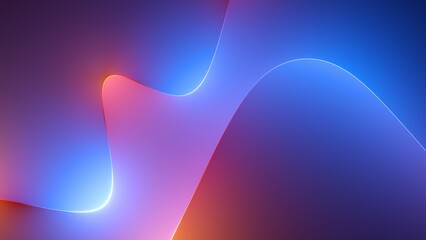 Wall Mural - 3d render, abstract colorful background illuminated with colorful neon light. Glowing curvy line. Simple wallpaper