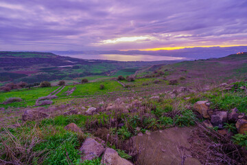 Wall Mural - Sunset view of the Sea of Galilee, from the northwest