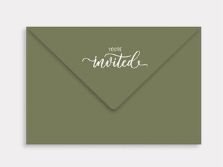 Wall Mural - Wedding envelope with lettering You're invited modern calligraphy inscription. Hand lettering for wedding card, invitation, acrylic sign.