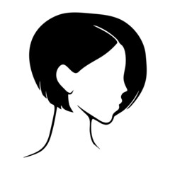 Wall Mural - Beautiful silhouette woman with short hair. Female icon for beauty salon.  Vector illustration.