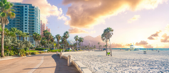 Wall Mural - Clearwater beach with beautiful white sand in Florida USA