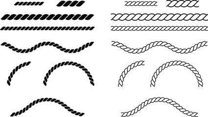 Decorative Rope Design Element Clipart Set - Straight, Wavy and Curved