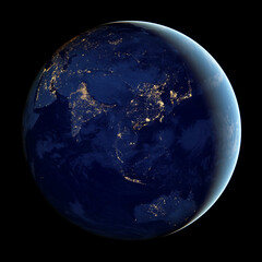 Wall Mural - VUE DE L'ASIE DEPUIS L'ESPACE LA NUIT. Elements of this image furnished by NASA
