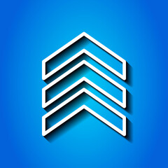 Wall Mural - Chevron simple icon. Flat desing. White icon with shadow on blue background.ai