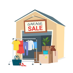 Vector cartoon style illustration of garage sale