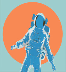 Wall Mural - Abstract drawing of astronaut on space