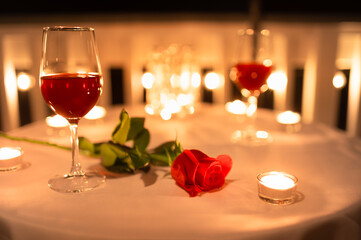 Sticker - romantic dinner setting with rose and candle light