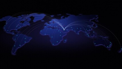 Poster - Global connectivity from Riyadh to other major cities around the world. Technology, network connection, trading, and traveling concept. World map element furnished by NASA