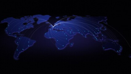 Poster - Global connectivity from Paris, France to other major cities around the world. Technology and network connection, trading and traveling concept. World map element of this clip furnished by NASA